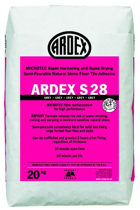 Ardex S28 Semi Pourable Tile Adhesive For Natural Stone Ardex S28 Microtec Floor Tile Adhesive Grey 20kg Bag